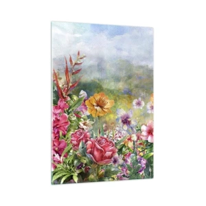 Glastavla - Bild på glas - En trädgård som blivit galen - 50x70 cm
