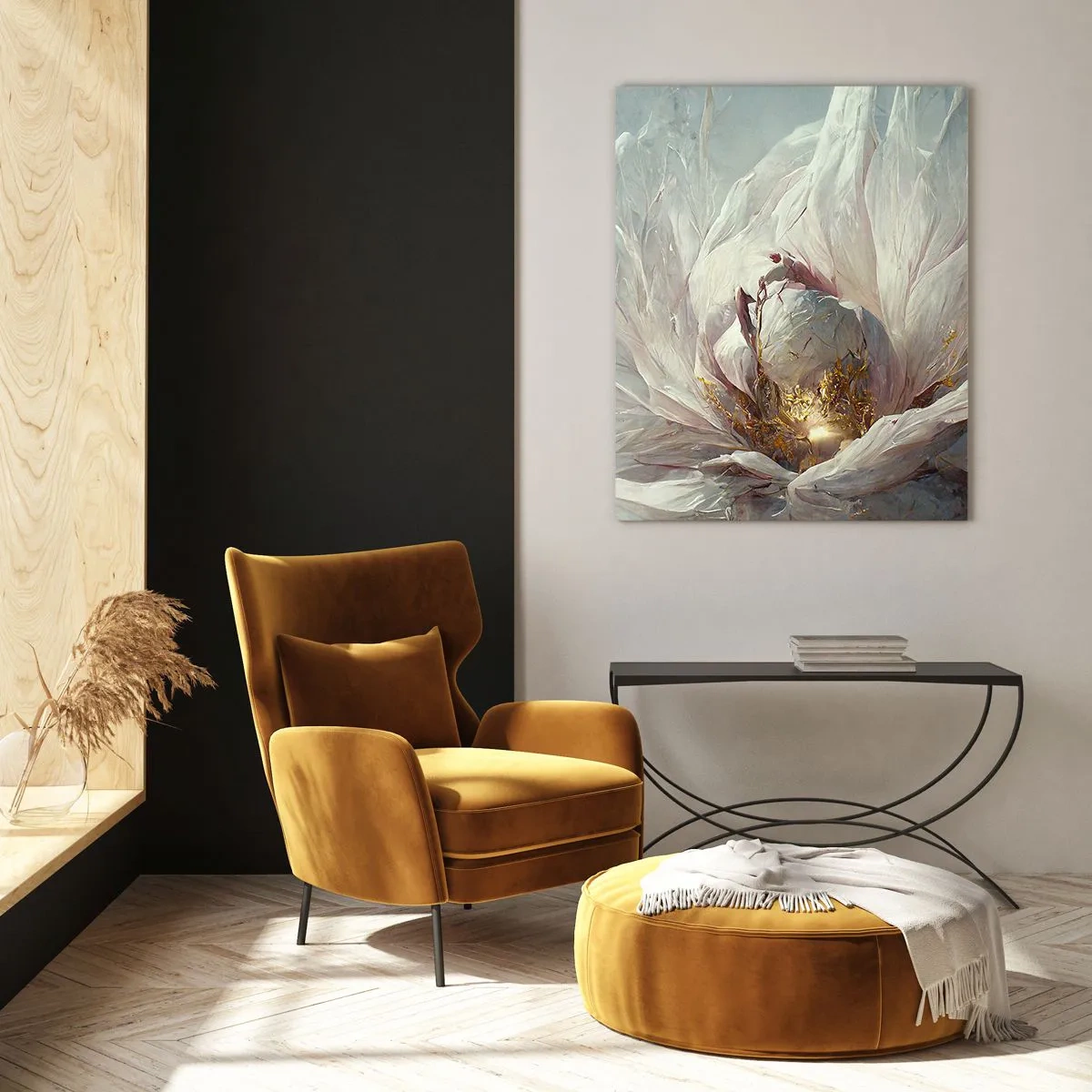 Glastavla - Bild på glas - Blommar en gång på hundra år - 50x70 cm