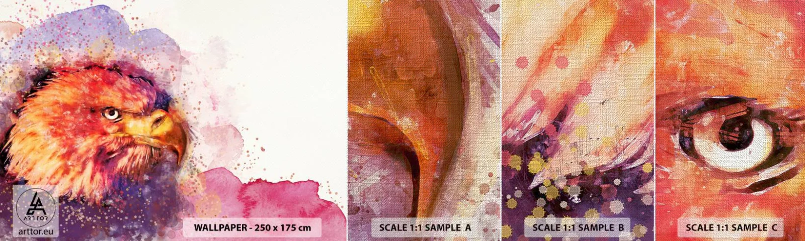 Provbit av fototapet Premium Canvas - Du vill inte vet vad jag tänker på - Abstraktion, Fågel, Örn - 100x30 cm