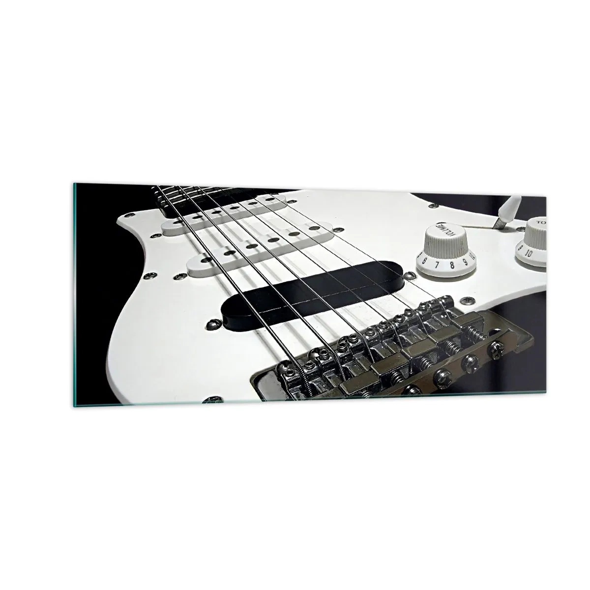 Glastavla - Bild på glas - Ljud gömt i vitt - 100x40 cm