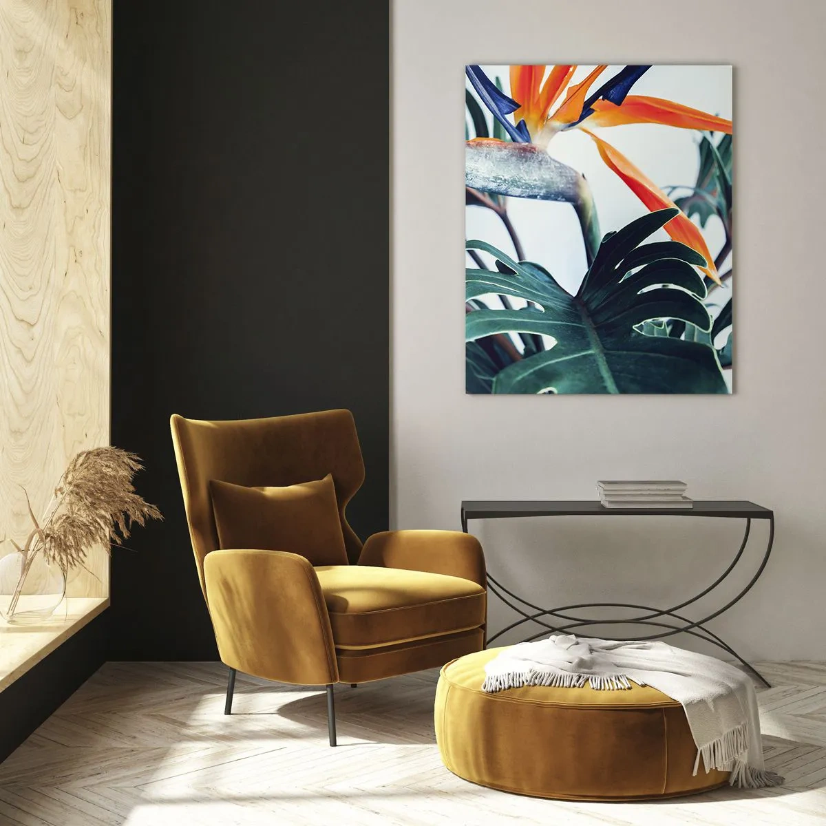 Glastavla - Bild på glas - Fågelbuske - 80x120 cm