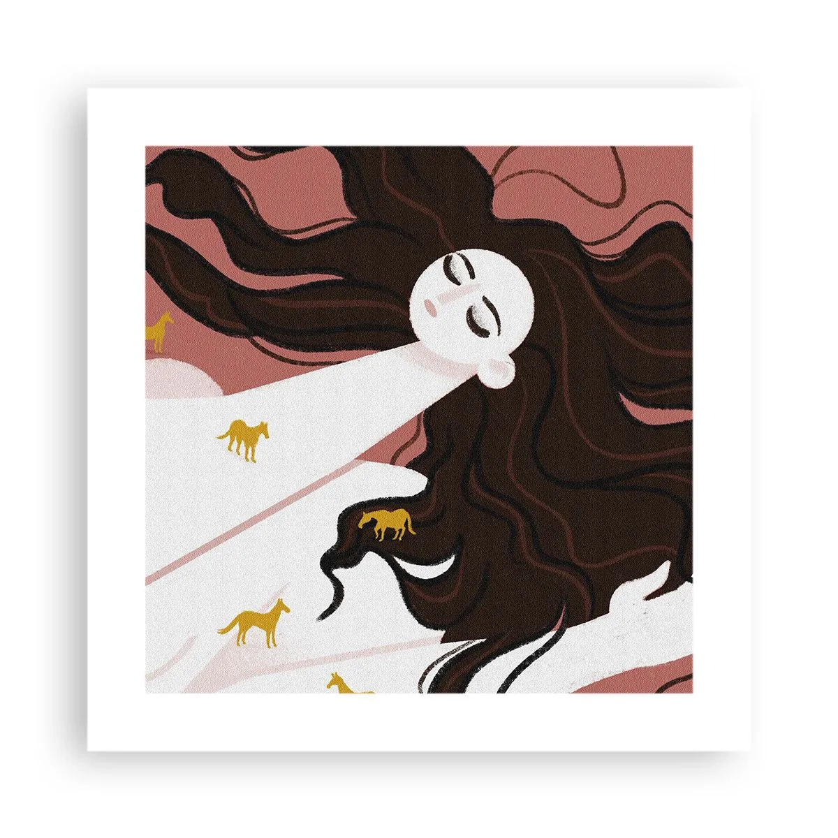 Affisch - Dröm om en gyllene häst - 40x40 cm