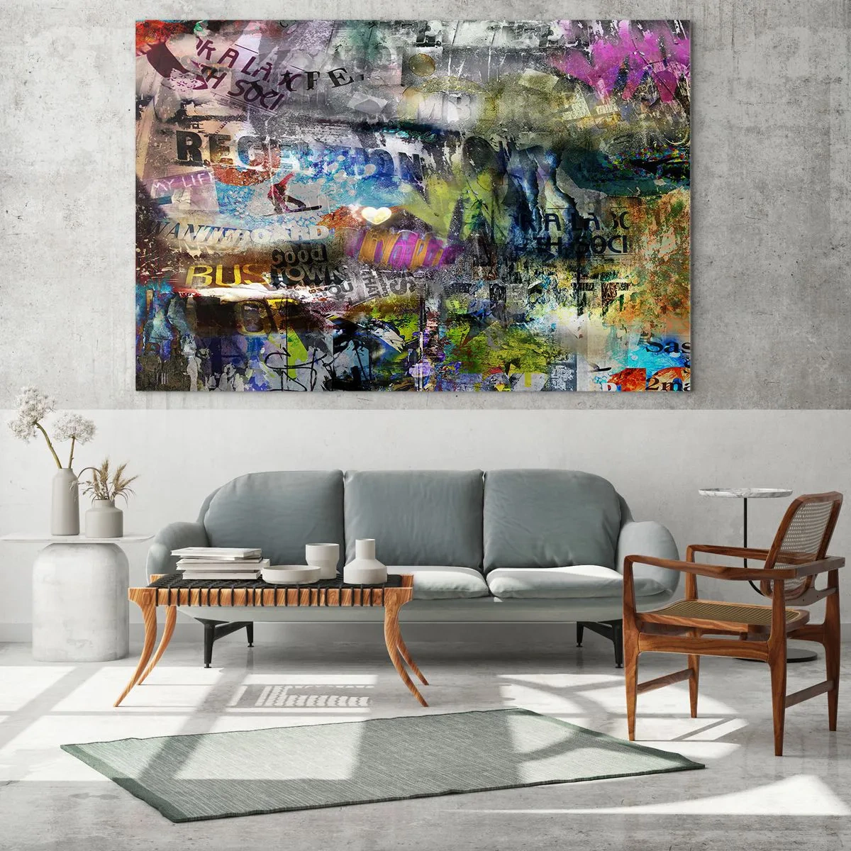 Glastavla - Bild på glas - Collage med minnen - 120x80 cm