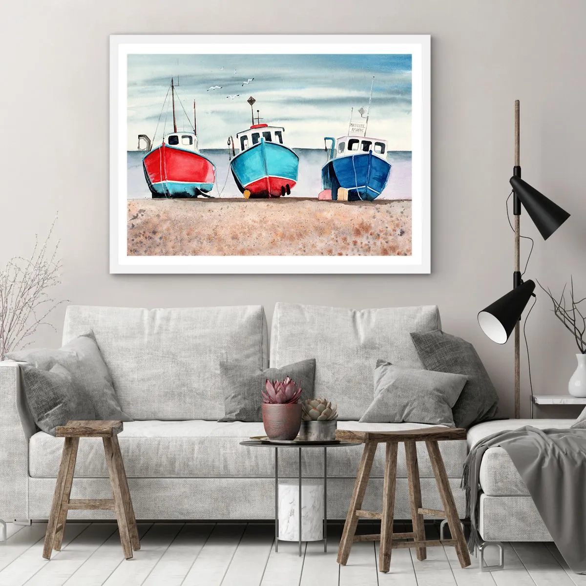 Affisch i vit ram - Redo för fångst - 100x70 cm