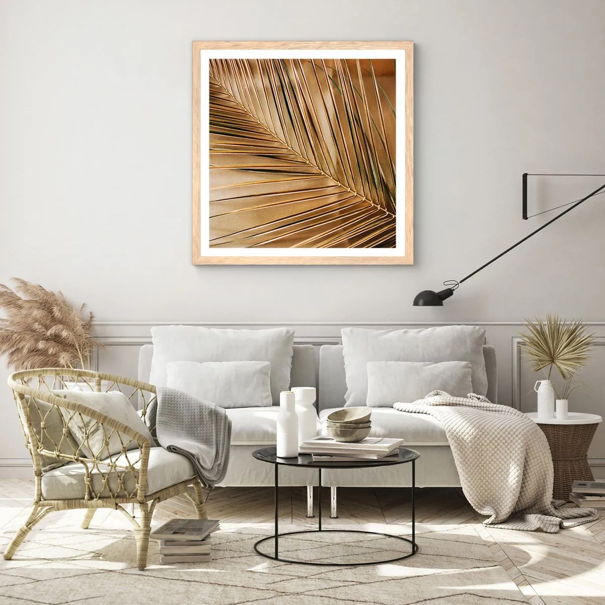 Affisch i ram av ljusek - Naturlig pelargång - 40x40 cm