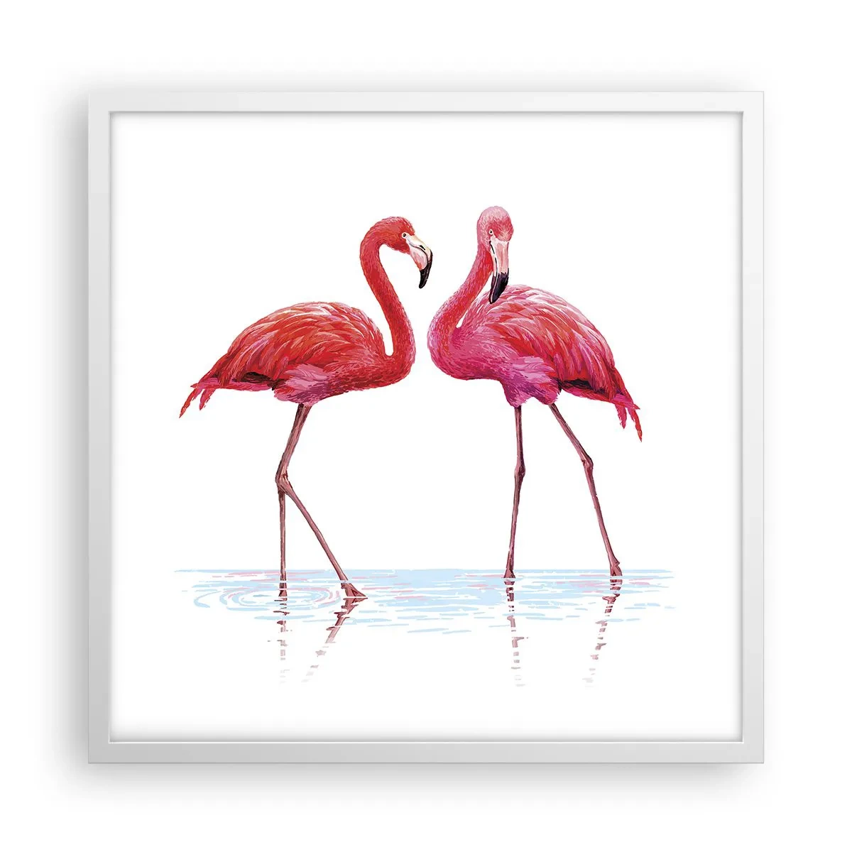 Affisch i vit ram - Rosa rendez-vous - 50x50 cm