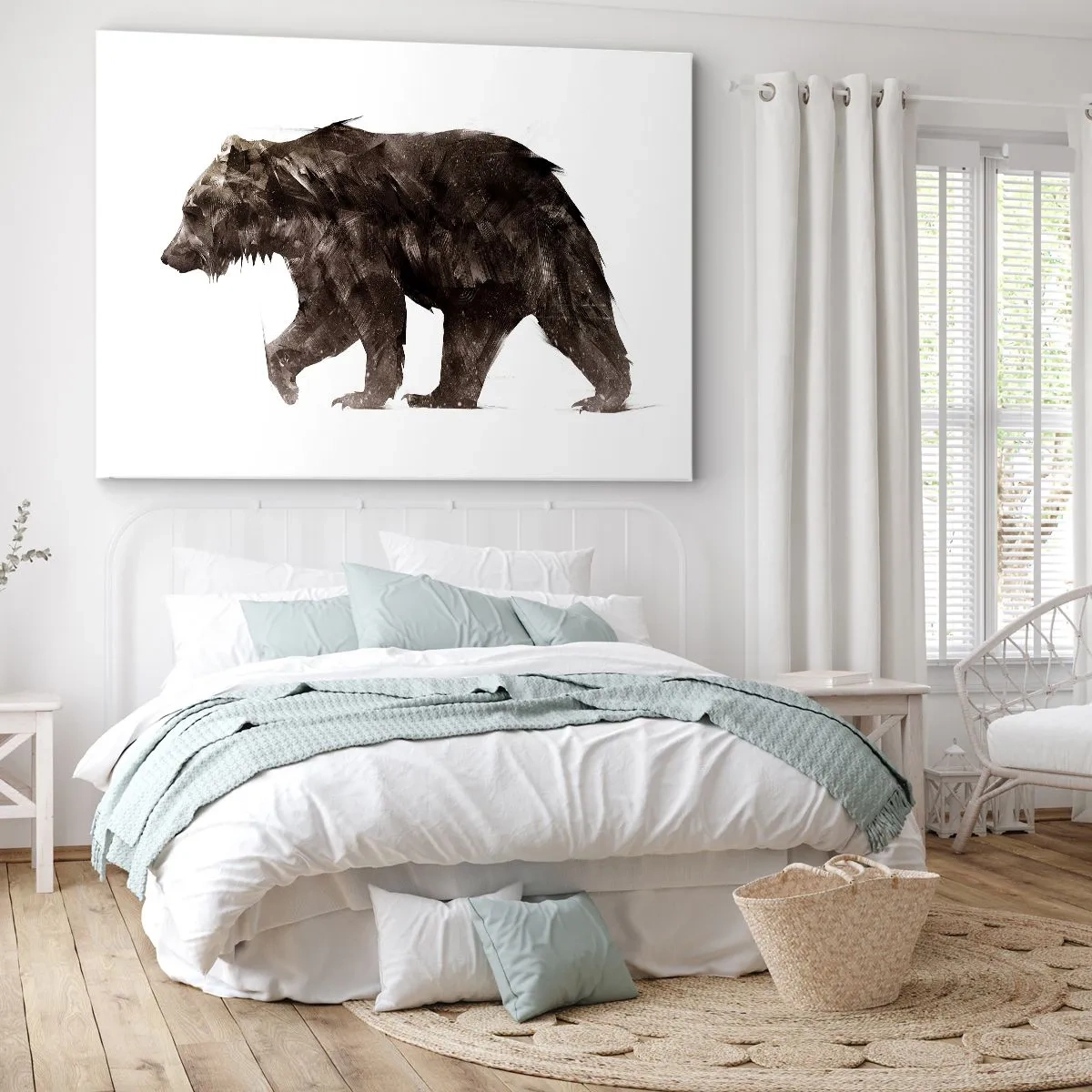 Canvastavla - Bild på duk - Konstnärlig silhuett av en björn - 70x50cm - Jag bär alltid äkta päls! - Modern väggdekoration för vardagsrum och sovrum ARTTOR