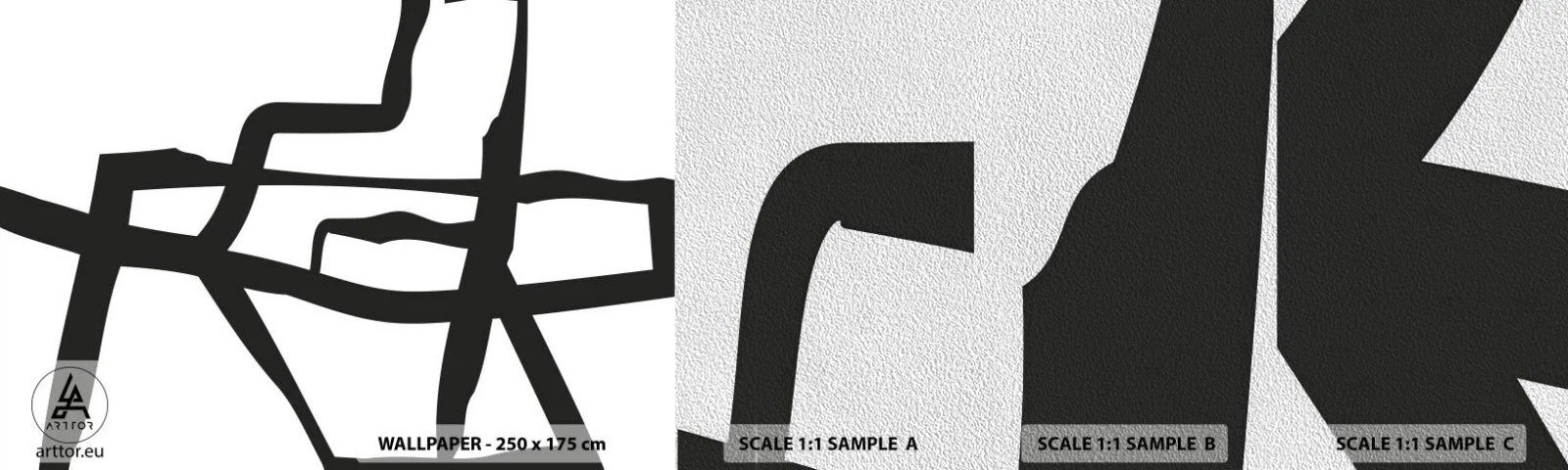 Provbit av fototapet Premium Sand - Svartvit konstruktion - Linje, Svartvitt, Abstraktionism - 100x30 cm
