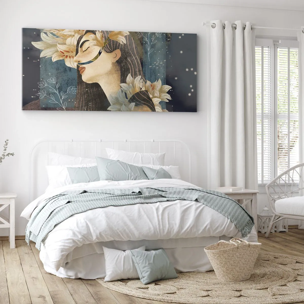 Canvastavla - Bild på duk - Sagan om drottning med liljor - 100x40 cm