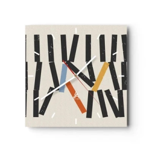 Väggklocka - Klocka på glas - Domino - komposition - 30x30 cm