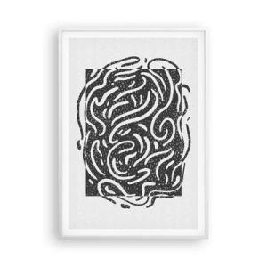 Affisch i vit ram - Abstraktion: en dans av glädje - 70x100 cm