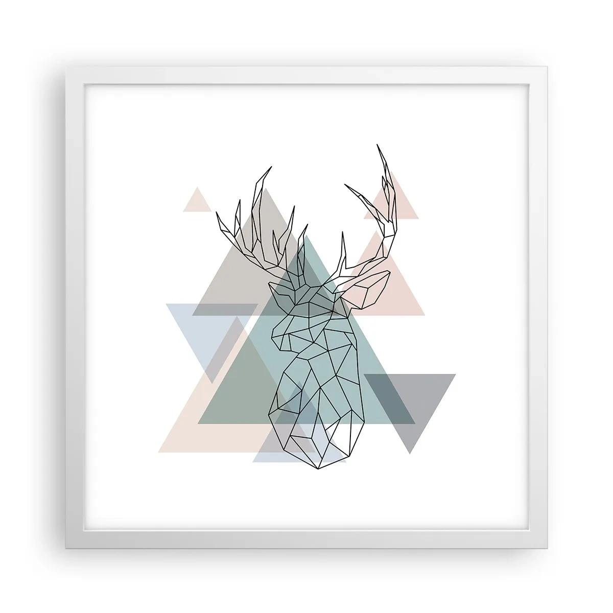 Affisch i vit ram - I en geometrisk skog - 40x40 cm