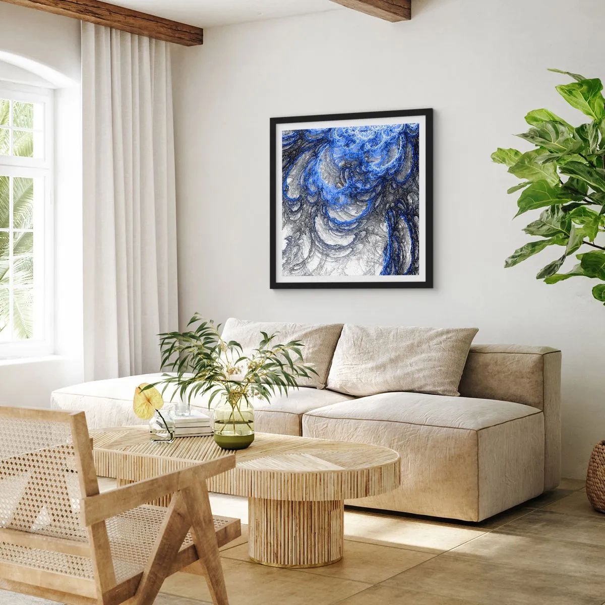 Affisch i svart ram - Vågens födsel - 60x60 cm