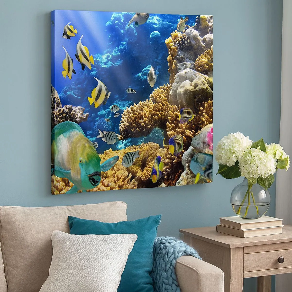 Canvastavla - Bild på duk - Hög trafik på sommarleden - 30x30 cm