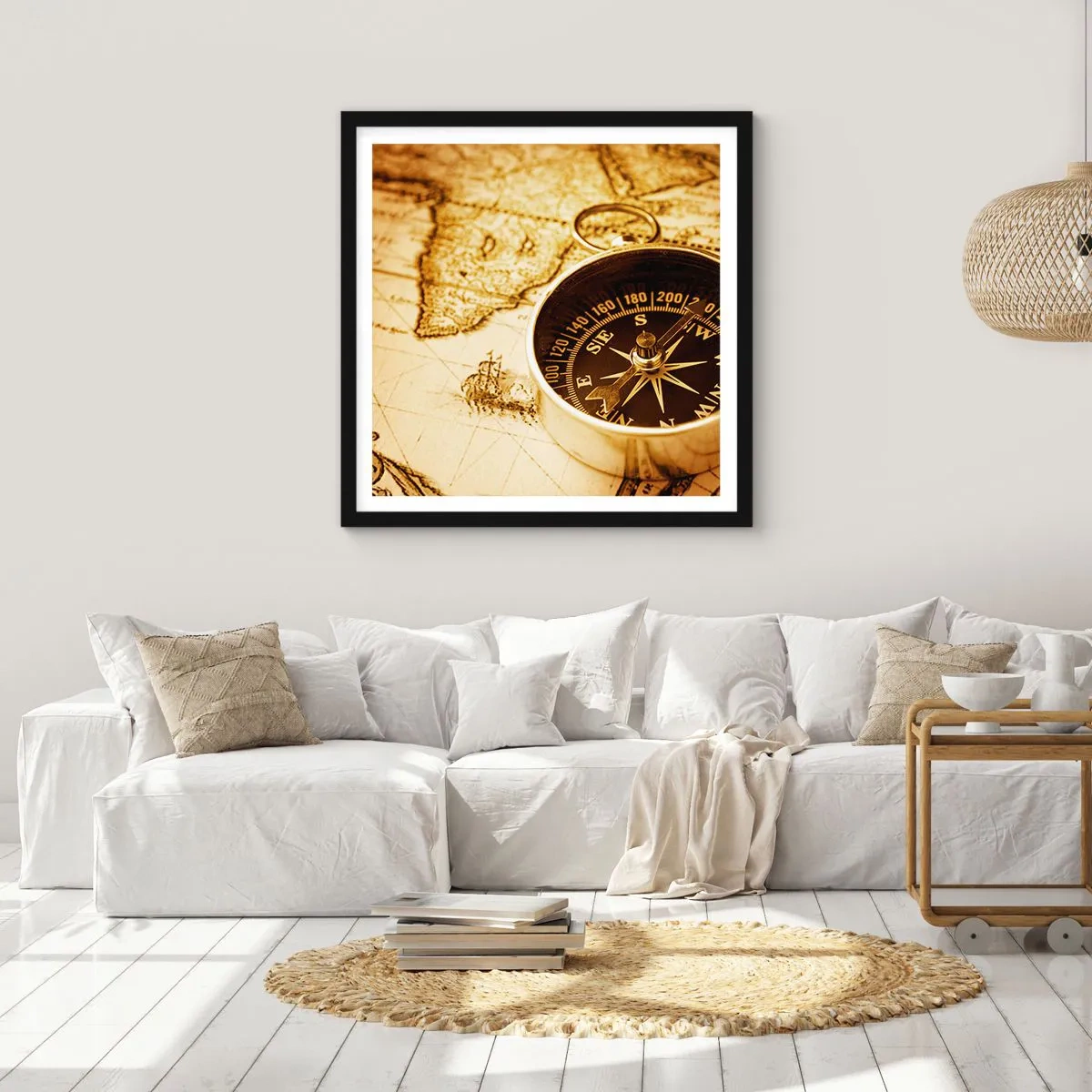 Affisch i svart ram - Västerut eller österut? - 60x60 cm