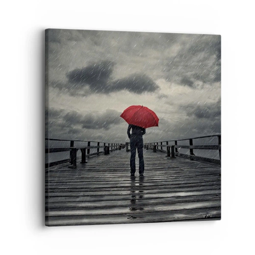Canvastavla - Bild på duk - Det gör inget att det regnar - 30x30 cm