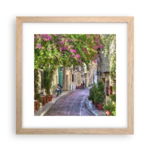 Affisch i ram av ljusek - Blommande gata - 30x30 cm