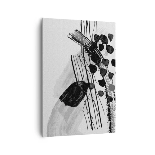 Canvastavla - Bild på duk - Svartvit organisk abstraktion - 70x100 cm
