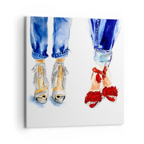 Canvastavla - Bild på duk - Kanske går vi ut på promenad? - 50x50 cm