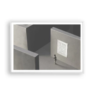 Affisch i vit ram - Men var är jag? - 100x70 cm