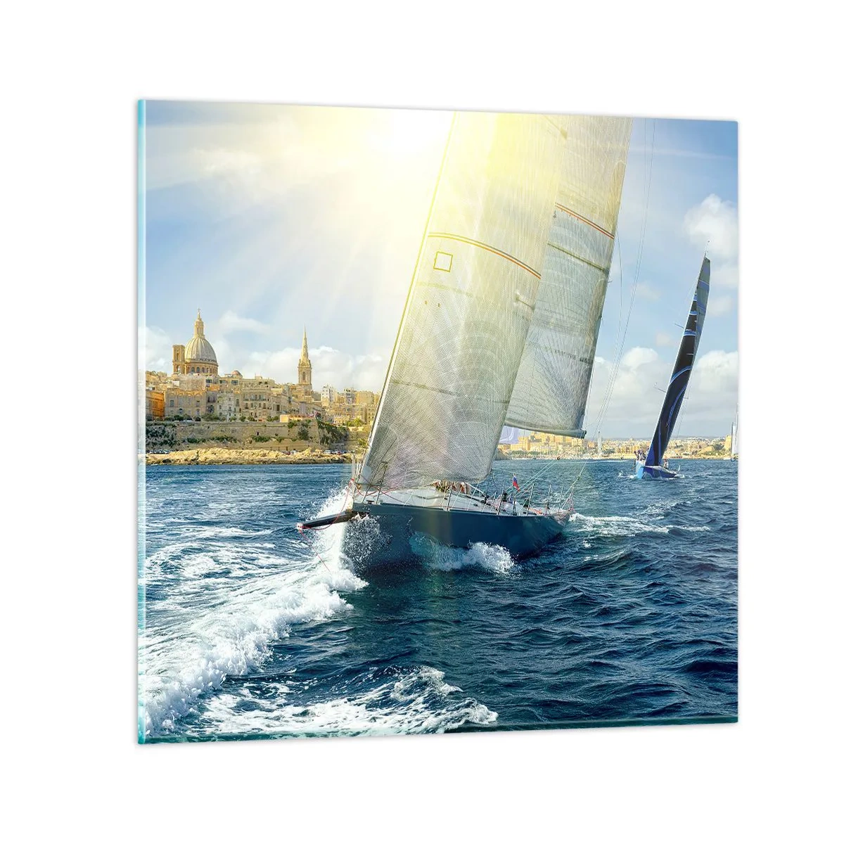 Glastavla - Bild på glas - Dags att lämna staden - 60x60 cm