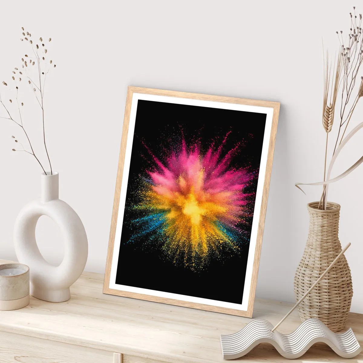 Affisch i ram av ljusek - Färgerna föds  - 61x91 cm