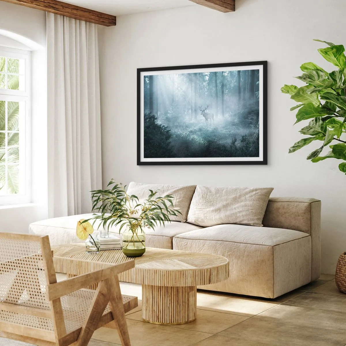 Affisch i svart ram - Morgonrond runt godset - 40x30 cm