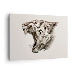 Canvastavla - Bild på duk - Abstrakt bild av en tiger i beige nyanser - 70x50cm - Nu vet du vem som styr - Modern väggdekoration för vardagsrum och sovrum ARTTOR
