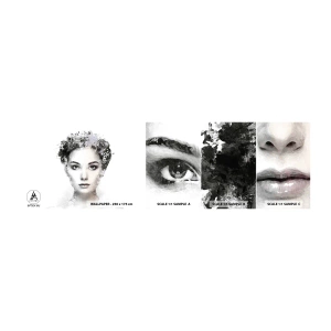 Provbit av självhäftande fototapet Deluxe Sticker - Väldigt stilig porträtt - Kvinnans ansikte, Kvinna, Abstraktion - 100x30 cm