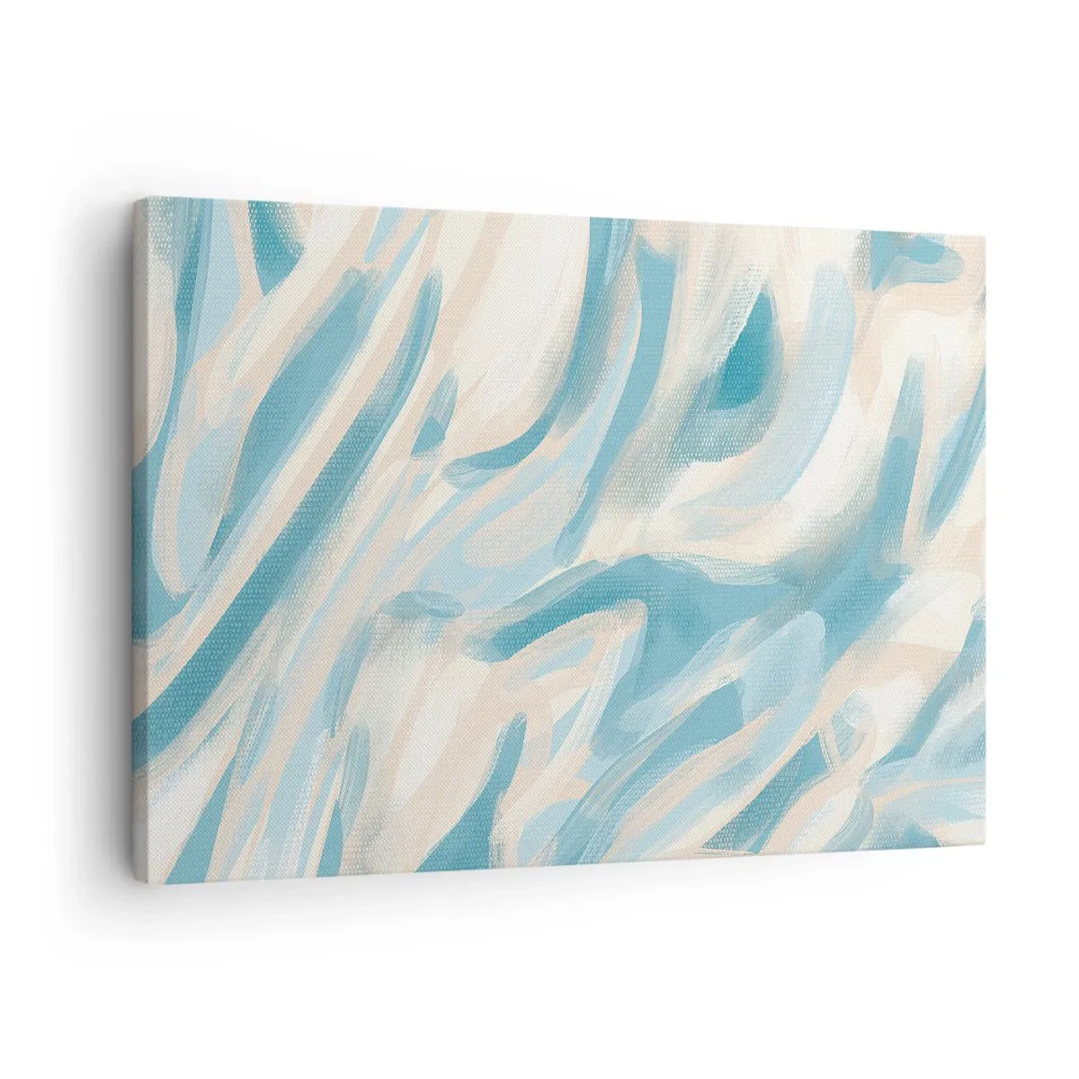 Canvastavla - Bild på duk - Abstrakta blå ränder på en ljus bakgrund - 70x50cm - Vårvindar - Modern väggdekoration för vardagsrum och sovrum ARTTOR