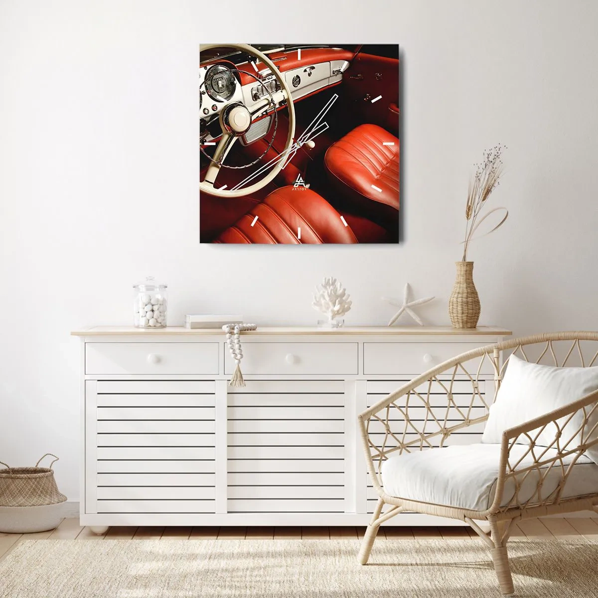 Väggklocka - Klocka på glas - Lyx i vintage stil - 40x40 cm