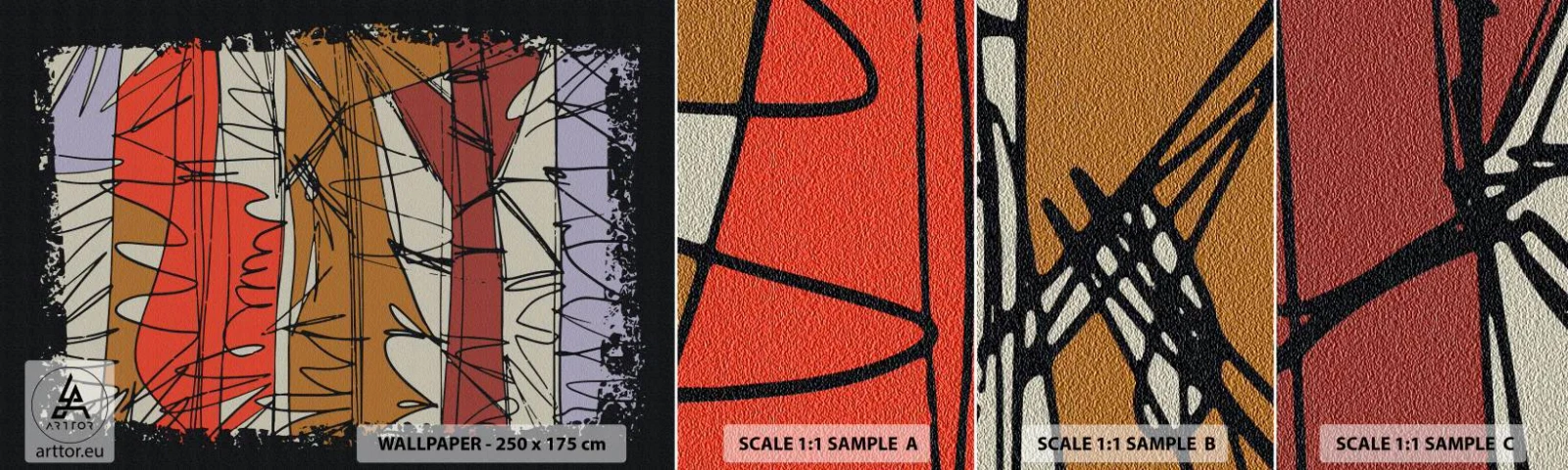 Provbit av självhäftande fototapet Deluxe Sticker - Spontan komposition - Abstraktion, Bit, Klotter - 100x30 cm