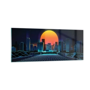 Glastavla - Bild på glas - Vill du fortfarande till verkligheten? - 100x40 cm