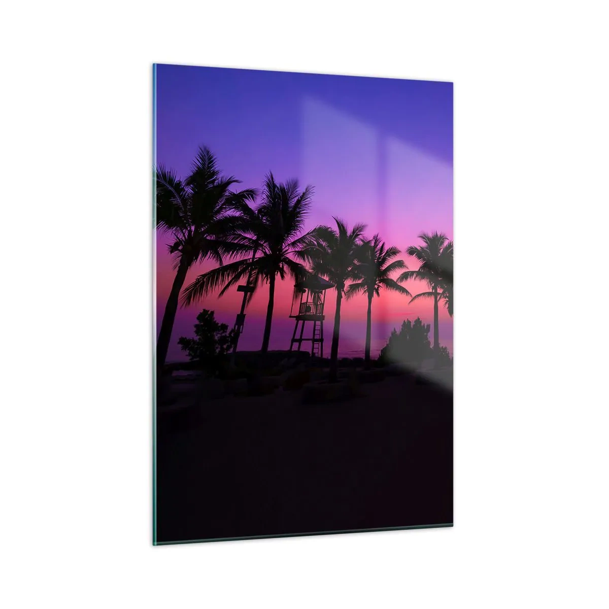 Glastavla - Bild på glas - Kväll under palmerna - 50x70 cm