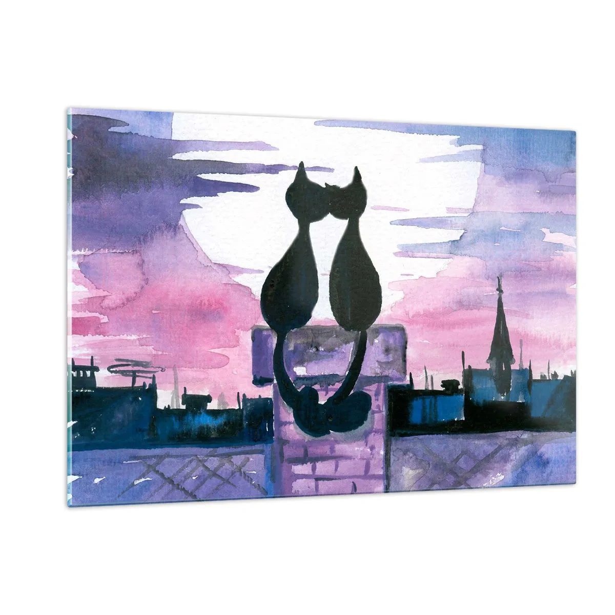 Glastavla - Bild på glas - Rendez-vous under månen - 120x80 cm