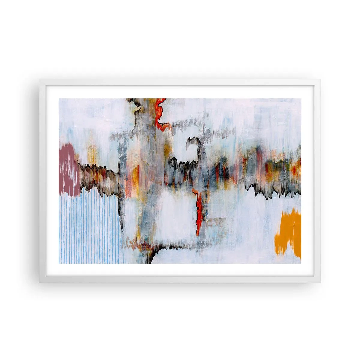 Affisch i vit ram - Med pinne på vatten - 70x50 cm