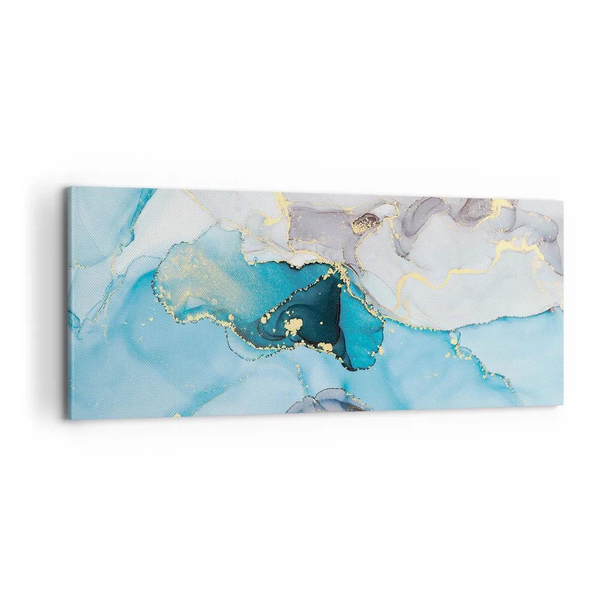 Canvastavla - Bild på duk - Studie över mötet mellan grå och turkos - 100x40 cm