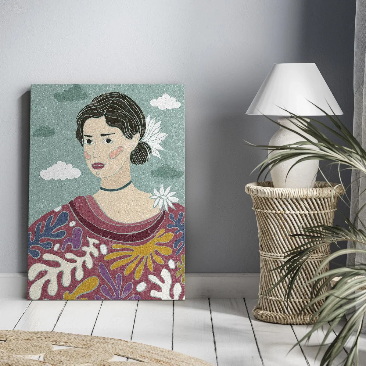 Canvastavla - Bild på duk - Med melankoli i blicken - 55x100 cm