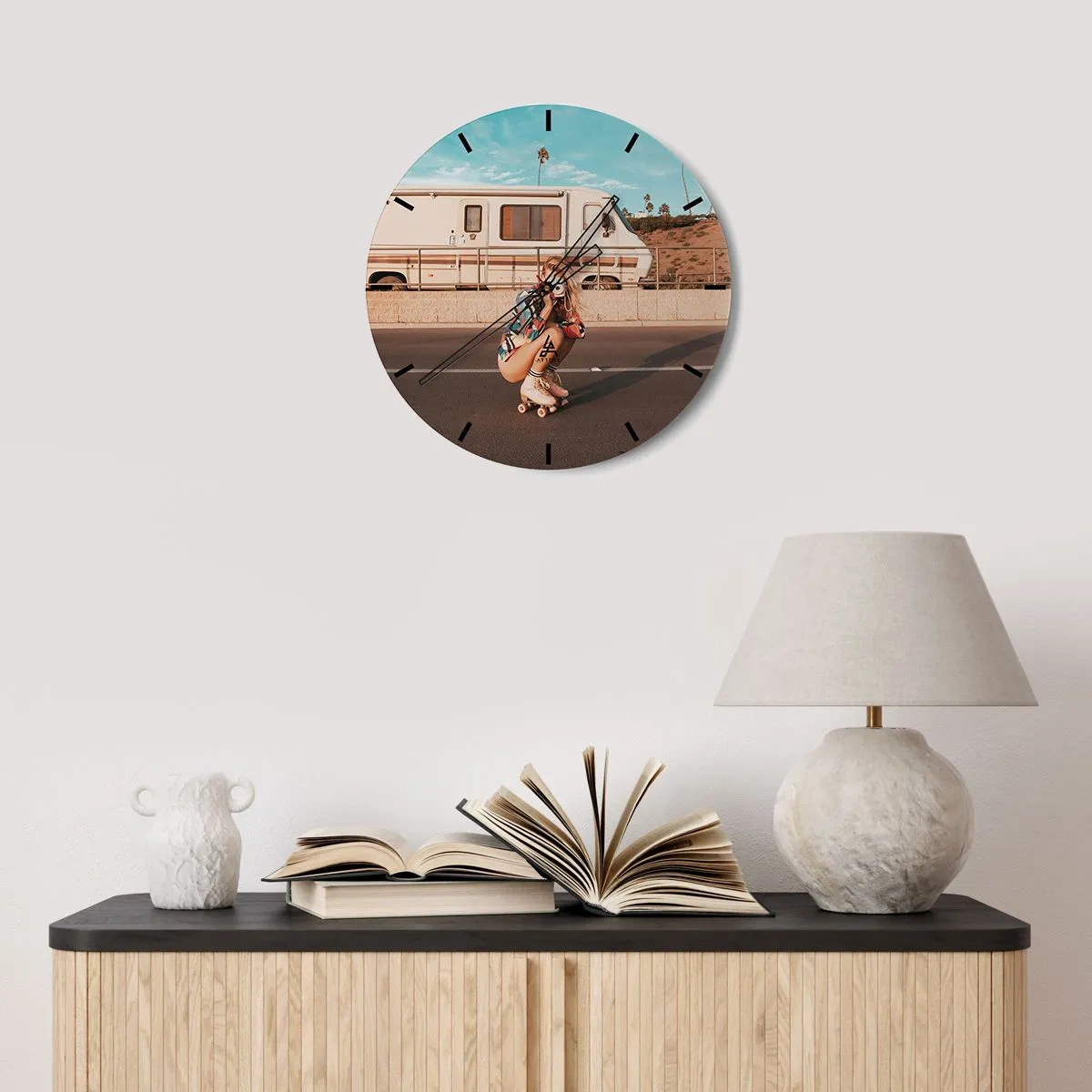 Väggklocka - Klocka på glas - Ett leende, tack! - 40x40 cm