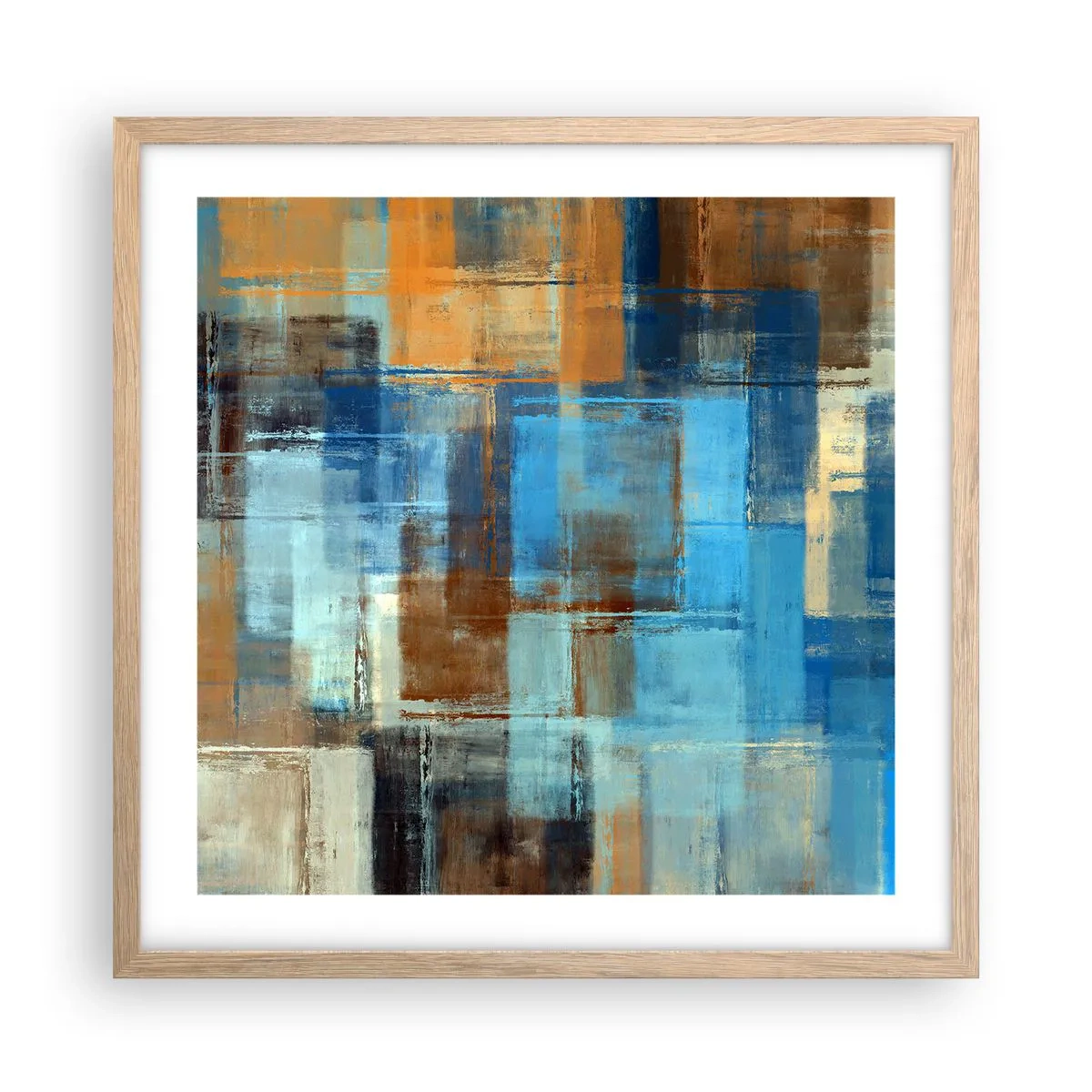 Affisch i ram av ljusek - Genom blåa gardinen - 50x50 cm