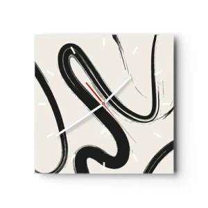 Väggklocka - Klocka på glas - Svart och vit elegans - 40x40 cm