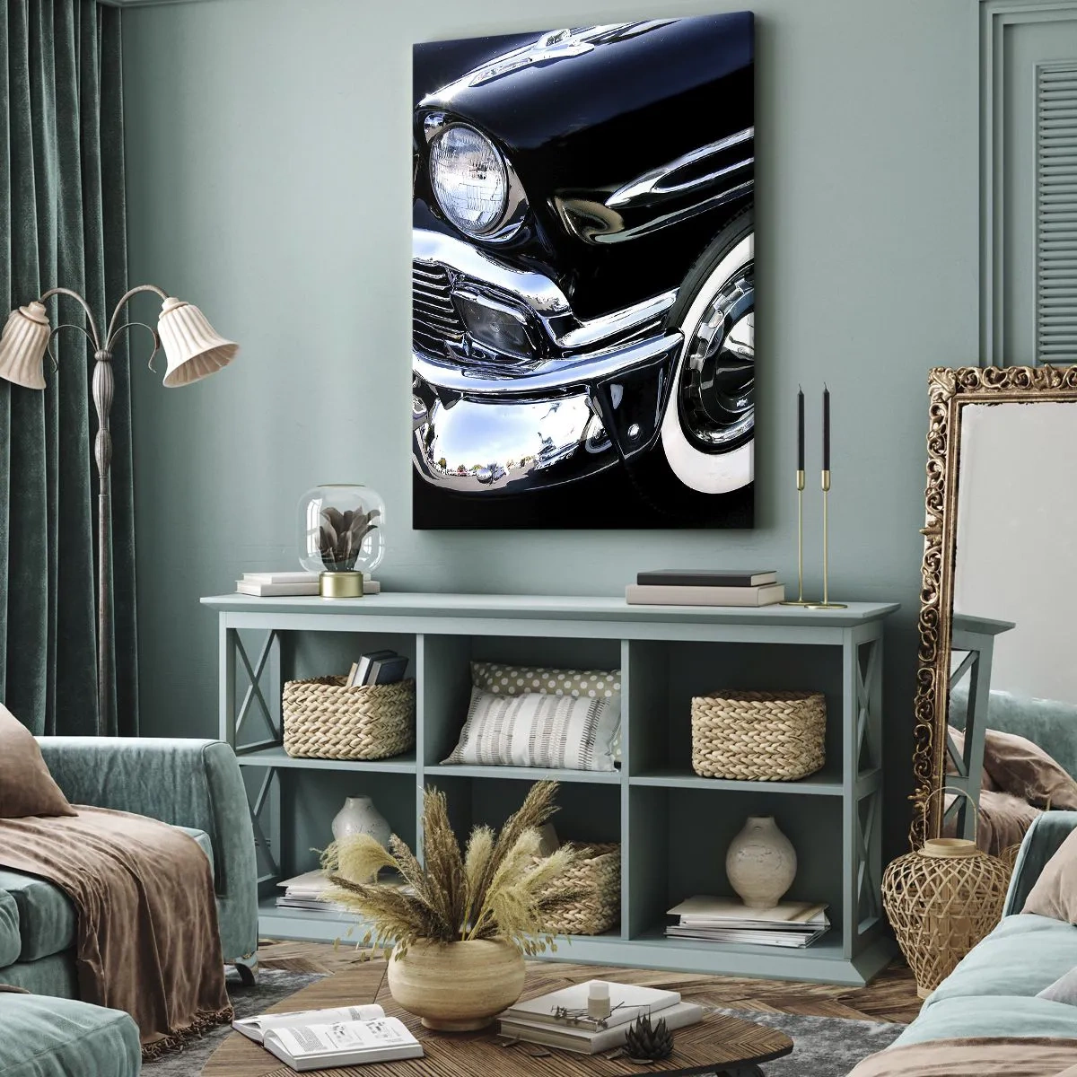Canvastavla - Bild på duk - Klassik i silver, svart och vit - 80x120 cm