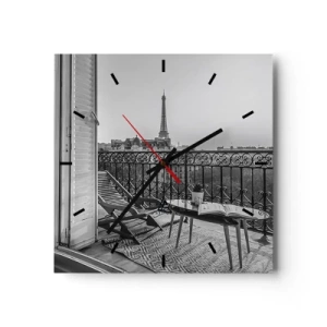 Väggklocka - Klocka på glas - En eftermiddag i Paris - 30x30 cm
