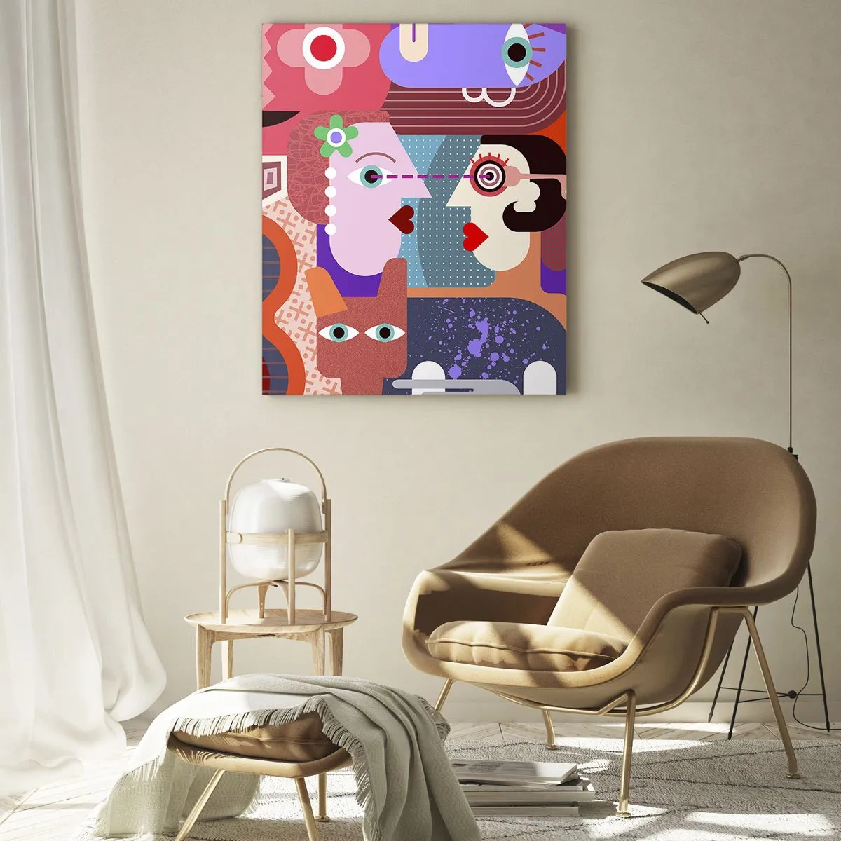 Glastavla - Bild på glas - Öga mot öga  - 50x70 cm