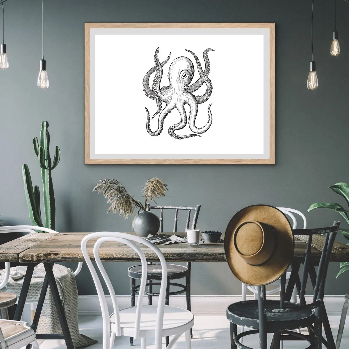Affisch i ram av ljusek - Dansar med vågorna - 70x50 cm
