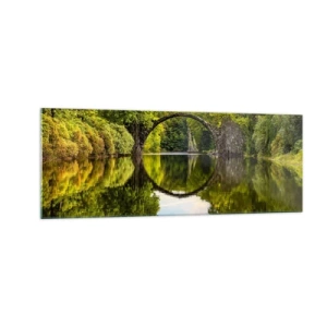 Glastavla - Bild på glas - På skarven mellan två världar - 140x50 cm