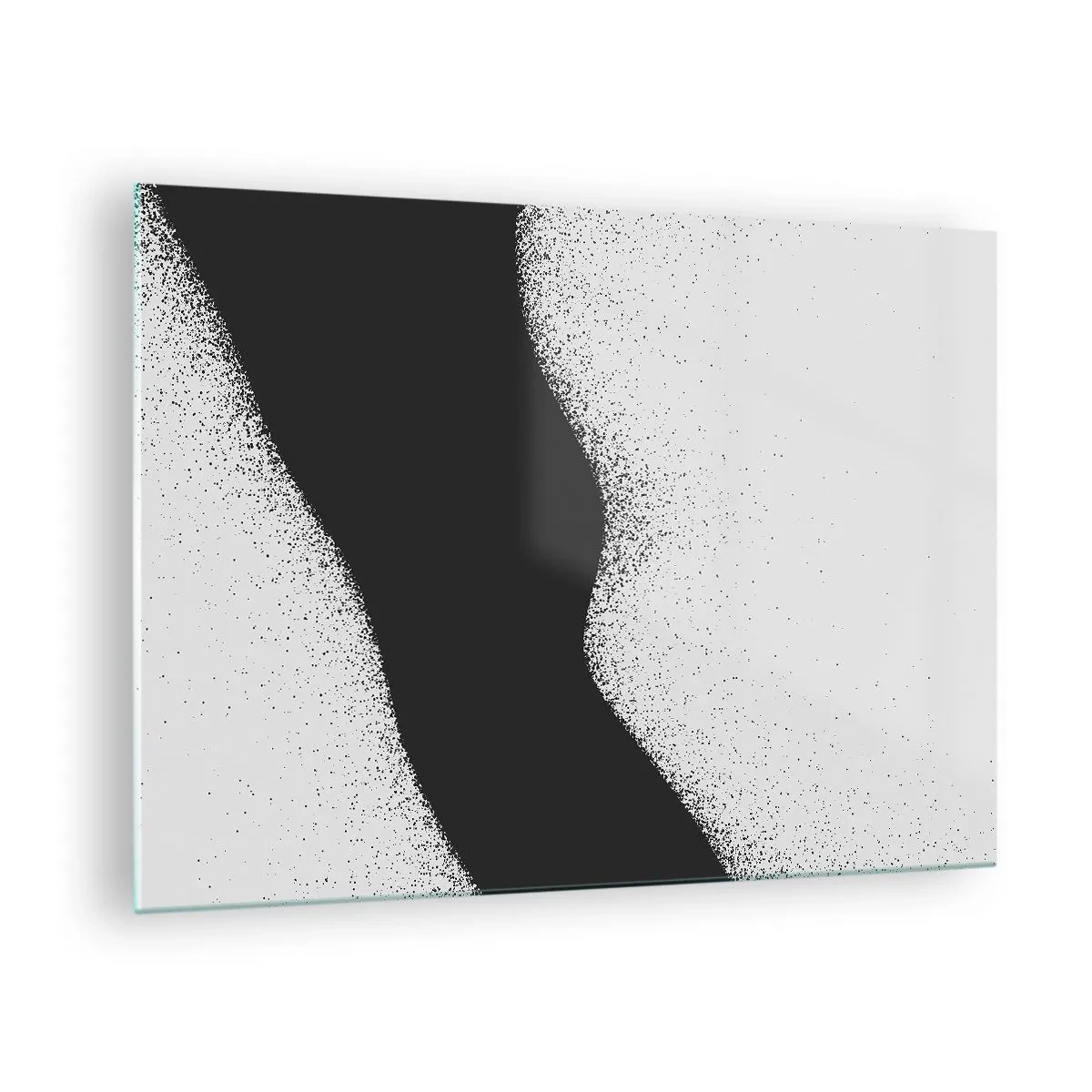 Glastavla - Bild på glas - Minimalistisk svartvit abstraktion med punktgradient - 70x50cm - Flytande balans - Modern väggdekoration för vardagsrum och sovrum ARTTOR