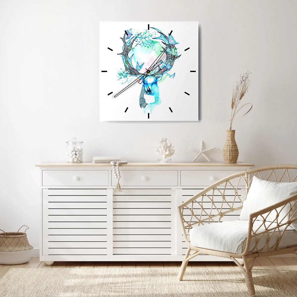 Väggklocka - Klocka på glas - Naturens styrka och mildhet - 40x40 cm
