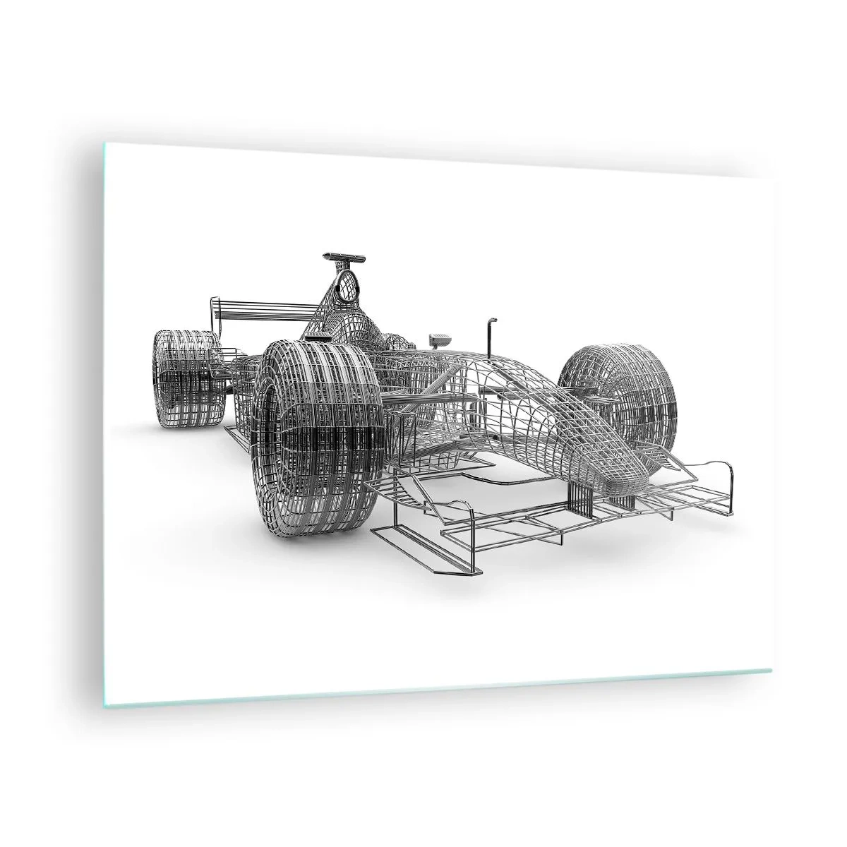 Glastavla - Bild på glas - Teknisk ritning i 3D-stil av en racerbil - 70x50cm - Perfekt konstruktion - hastighetens idé - Modern väggdekoration för vardagsrum och sovrum ARTTOR