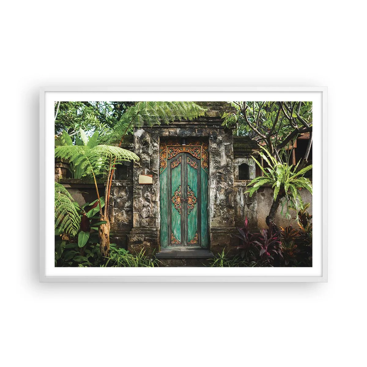 Affisch i vit ram - Dörren till exotiska världen - 91x61 cm
